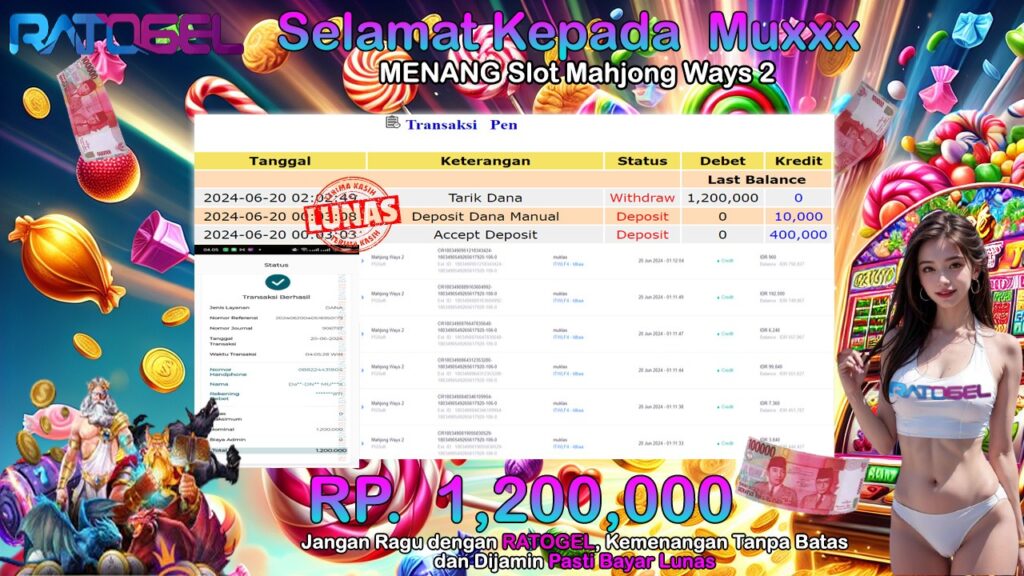 BUKTI JACKPOT SLOT MAHJONG WAYS 2 TERPERCAYA DI INDONESIA TGL 20-06-2024