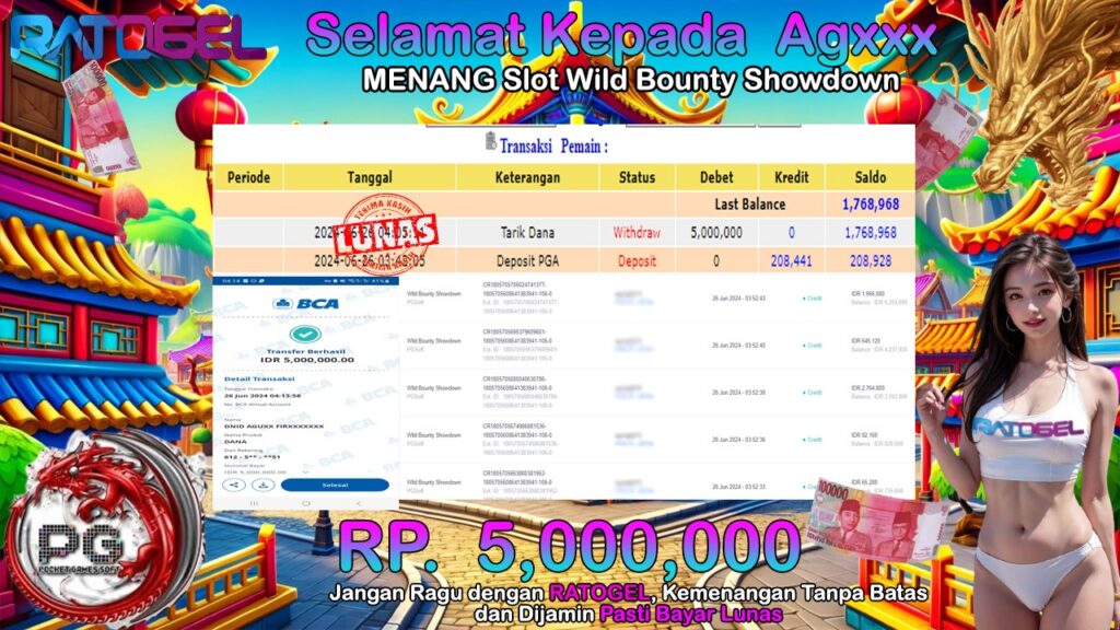 BUKTI JACKPOT SLOT WILD BOUNTY SHOWDOWN TERPERCAYA DI INDONESIA TGL 26-06-2024