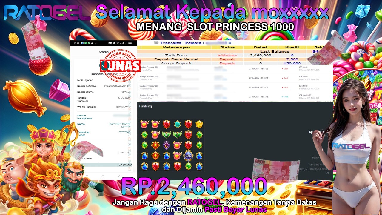 BUKTI JACKPOT SLOT STARLIGHT PRINCESS 1000 TERPERCAYA DI INDONESIA TGL 27-06-2024