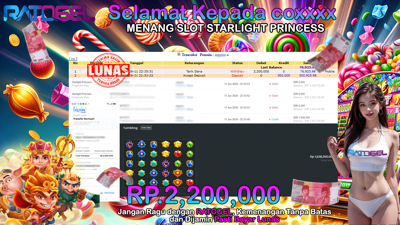 BUKTI JACKPOT SLOT STARLIGHT PRINCESS RATOGEL