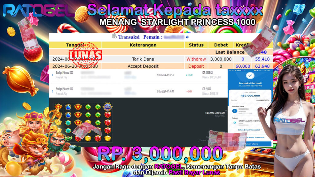 BUKTI JACKPOT SLOT STARLIGHT PRINCES 1000 TERPERCAYA DI INDONESIA TGL 20-06-2024