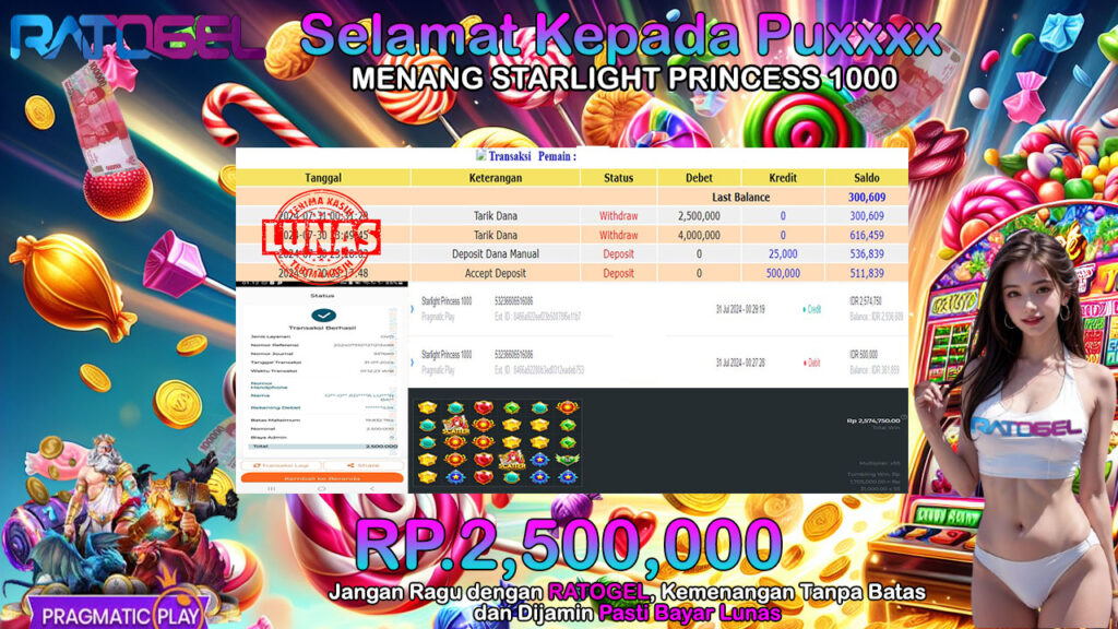 BUKTI JACKPOT SLOT STARLIGHT PRINCESS 1000 TERPERCAYA DI INDONESIA TGL 31-07-2024