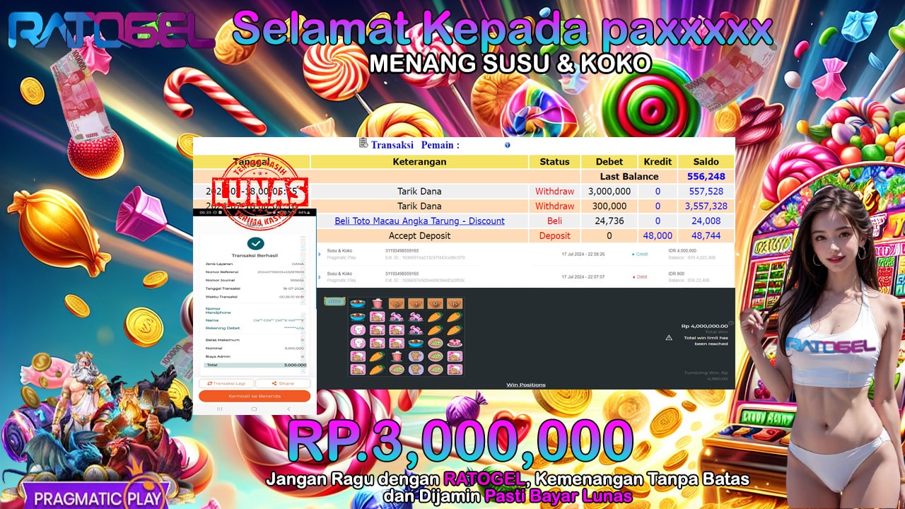 BUKTI JACKPOT SLOT CUCU & KOKO TERPERCAYA DI INDONESIA TGL 18-07-2024