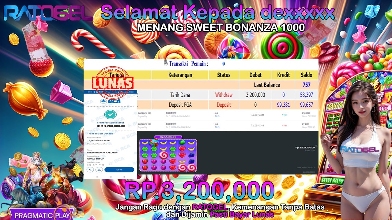 BUKTI JACKPOT SLOT SWEET BONANZA 1000 TERPERCAYA DI INDONESIA TGL 17-07-2024