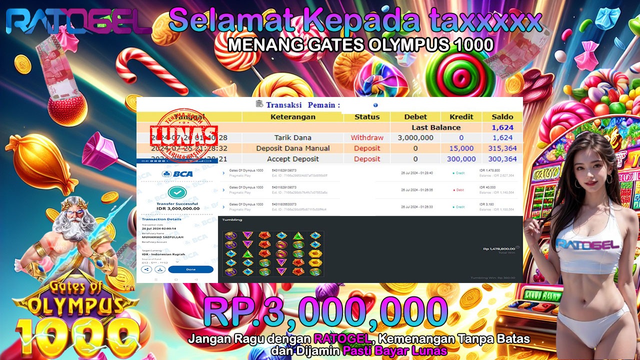 BUKTI JACKPOT SLOT GATES OLYMPUS 1000 TERPERCAYA DI INDONESIA TGL 26-07-2024