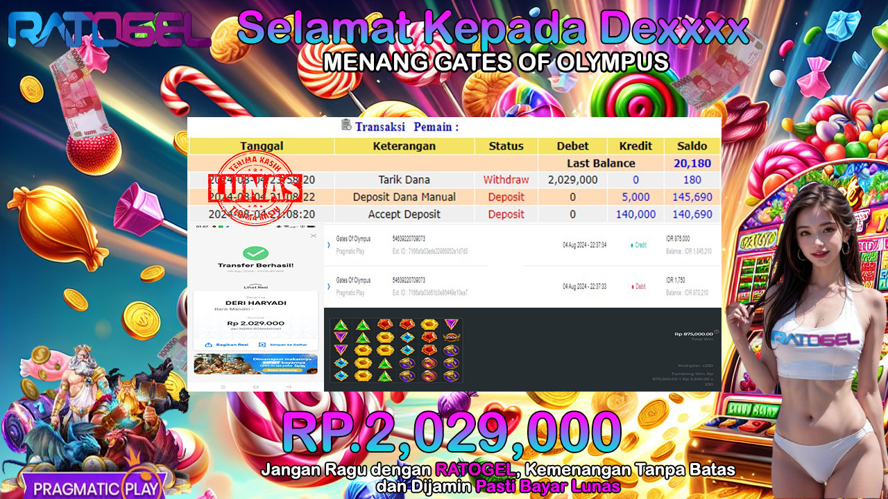 BUKTI JACKPOT SLOT GATES OF OLYMPUS TERPERCAYA DI INDONESIA TGL 05-08-2024