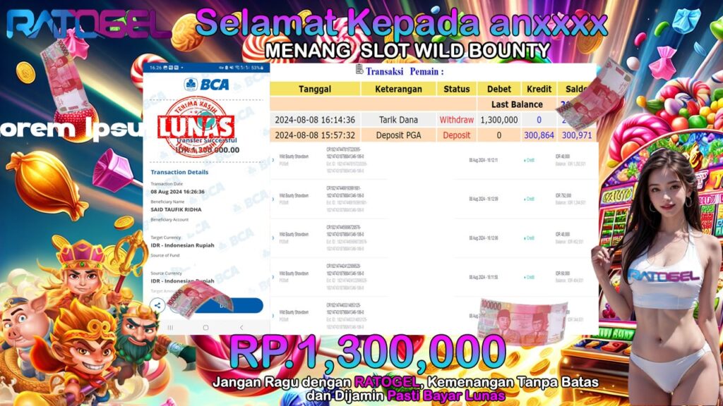 BUKTI JACKPOT SLOT WILD BOUNTY TERPERCAYA DI INDONESIA TGL 07-08-2024