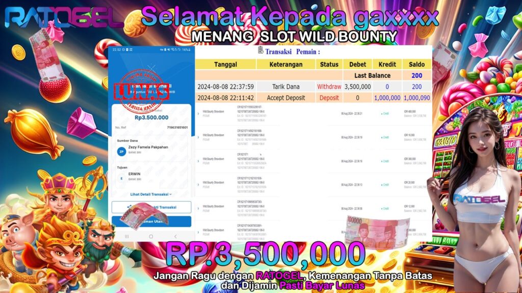 BUKTI JACKPOT SLOT WILD BOUNTY TERPERCAYA DI INDONESIA TGL 07-08-2024