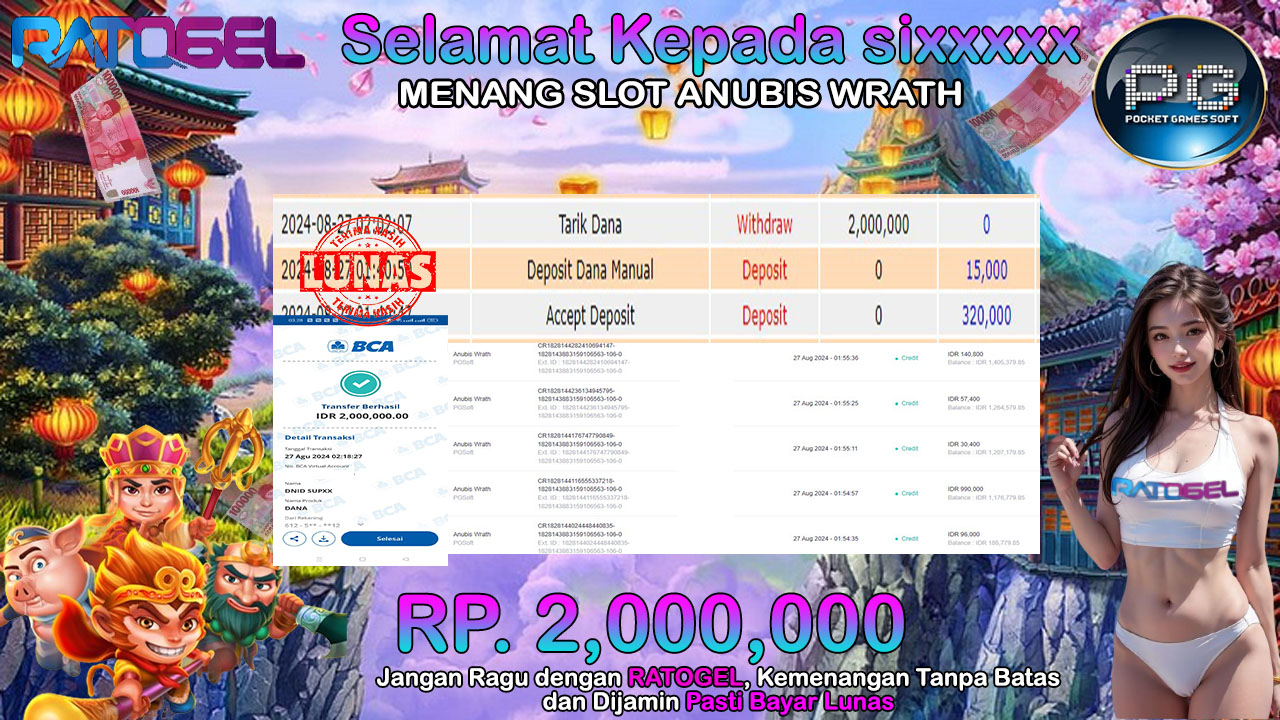 BUKTI JACKPOT SLOT ANUBIS WRATH TERPERCAYA DI INDONESIA TGL 27-08-2024