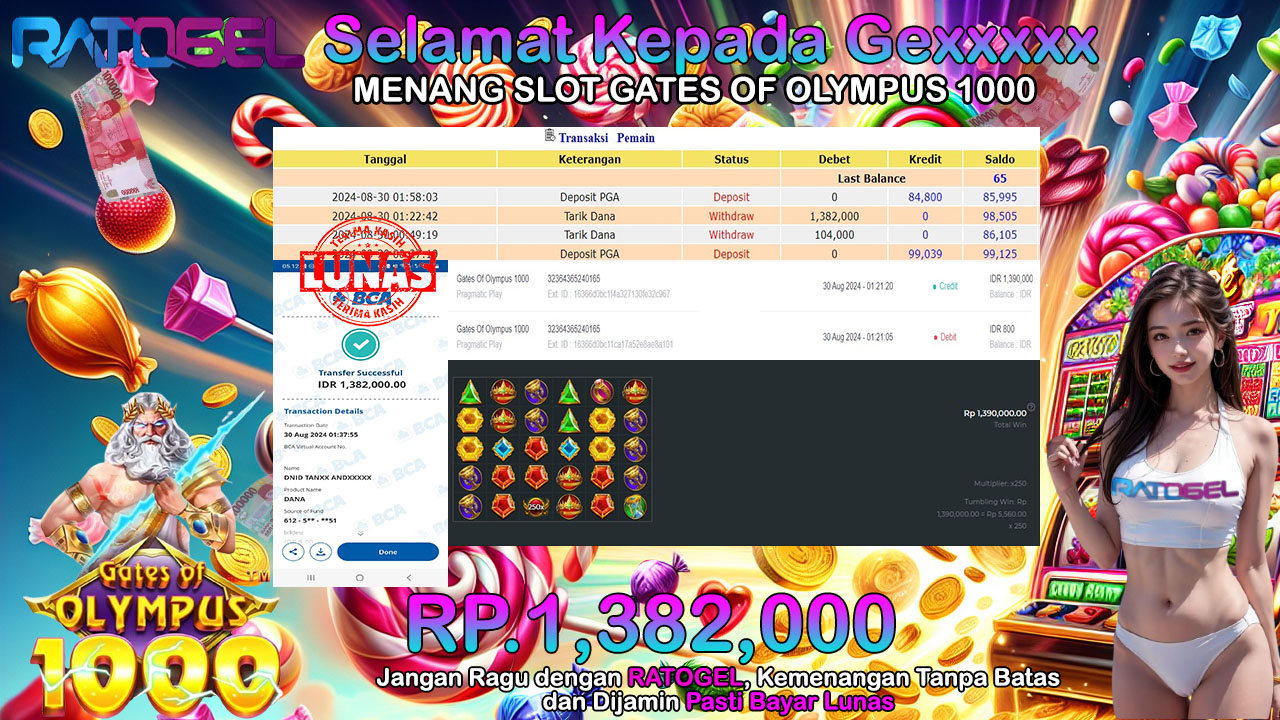 BUKTI JACKPOT SLOT GATES OF OLYMPUS 1000 TERPERCAYA DI INDONESIA TGL 30-08-2024