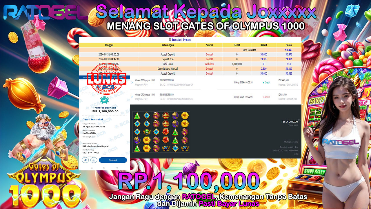 BUKTI JACKPOT SLOT GATES OF OLYMPUS  1000 TERPERCAYA DI INDONESIA TGL 31-08-2024