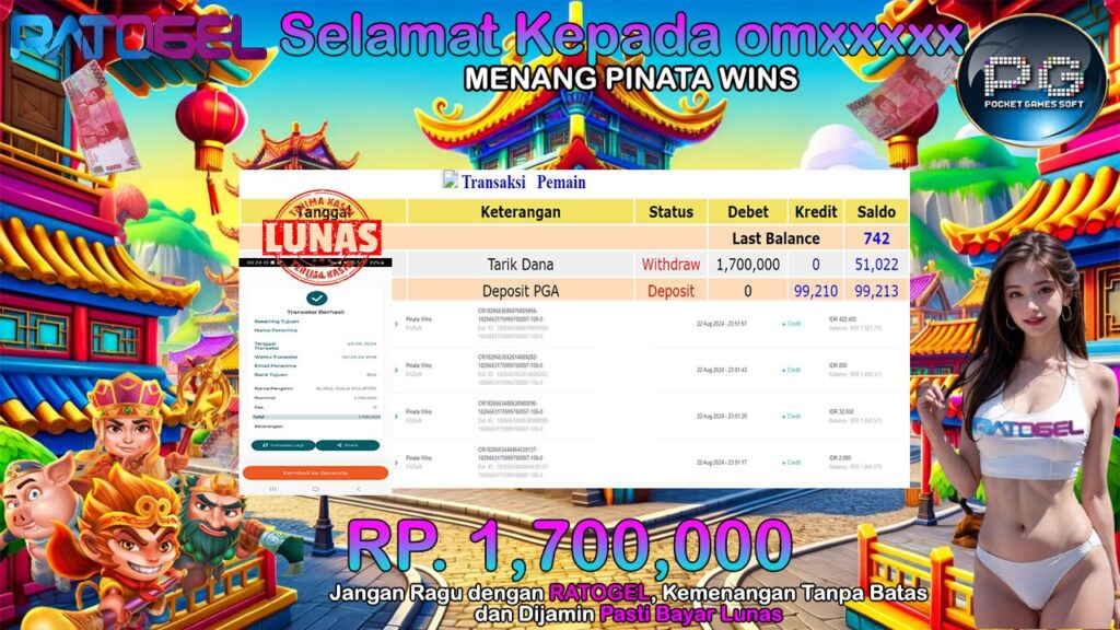 BUKTI JACKPOT PINATA WINS TERPERCAYA DI INDONESIA TGL 23-08-2024