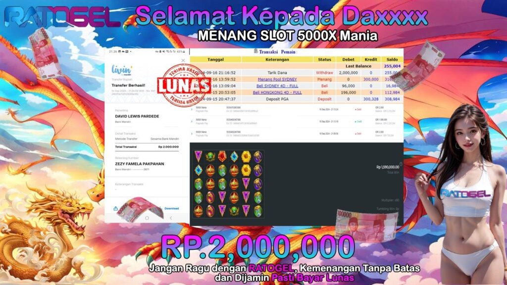 BUKTI JACKPOT SLOT 5000X MANIA TERPERCAYA DI INDONESIA TGL 16-09-2024