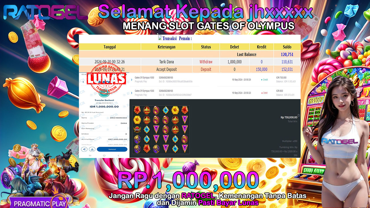 BUKTI JACKPOT SLOT GATES OF OLYMPUS 1000  TERPERCAYA DI INDONESIA TGL 20-09-2024