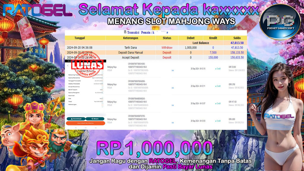 BUKTI JACKPOT SLOT MAHJONG WAYS  TERPERCAYA DI INDONESIA TGL 20-09-2024