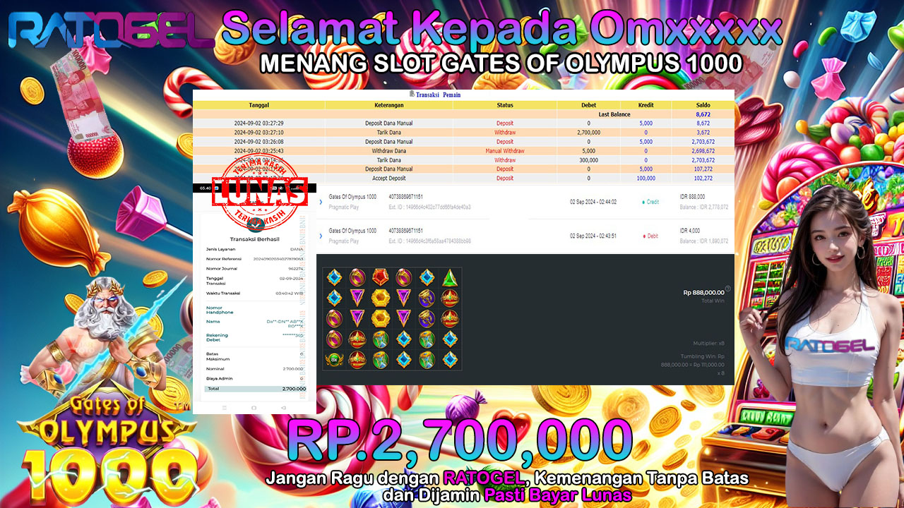 BUKTI JACKPOT SLOT GATES OF OLYMPUS 1000 TERPERCAYA DI INDONESIA TGL 02-09-2024