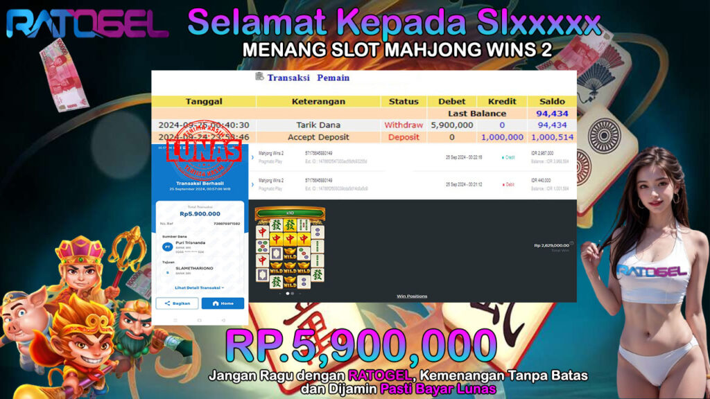 BUKTI JACKPOT SLOT MAHJONG WINS 2 TERPERCAYA DI INDONESIA TGL 25-09-2024