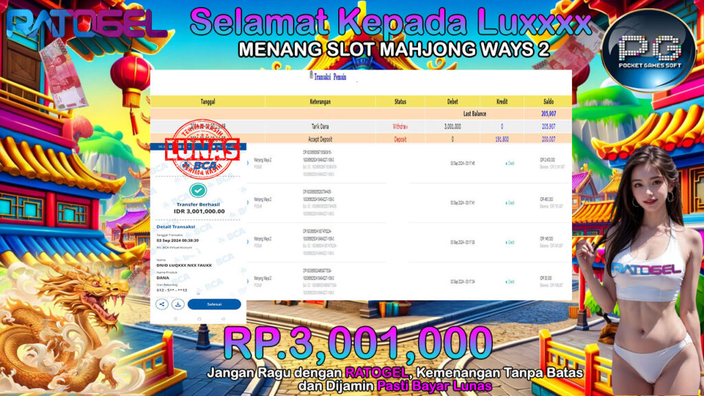 BUKTI JACKPOT SLOT MAHJONG WAYS 2  TERPERCAYA DI INDONESIA TGL 03-09-2024