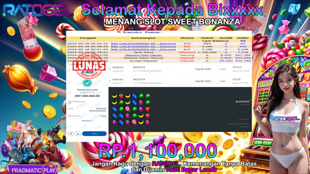 BUKTI JACKPOT SLOT SWEET BONANZA TERPERCAYA DI INDONESIA TGL 18-09-2024